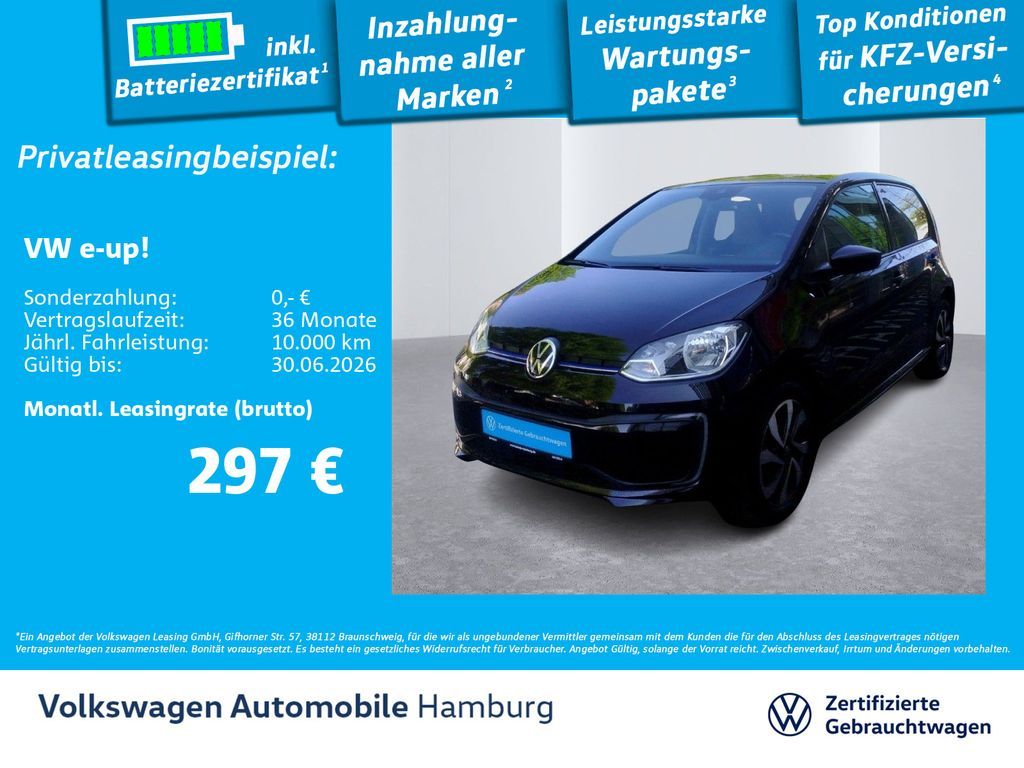 Volkswagen e-up! Max Sitzheizung beheizte Frontscheibe PDC Leasing