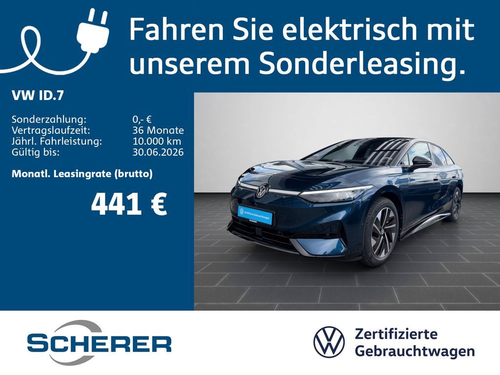 Volkswagen ID.7 Pro 82kWh SOH:100% AHK RFK NAVI MATRIX 5J.G Leasing