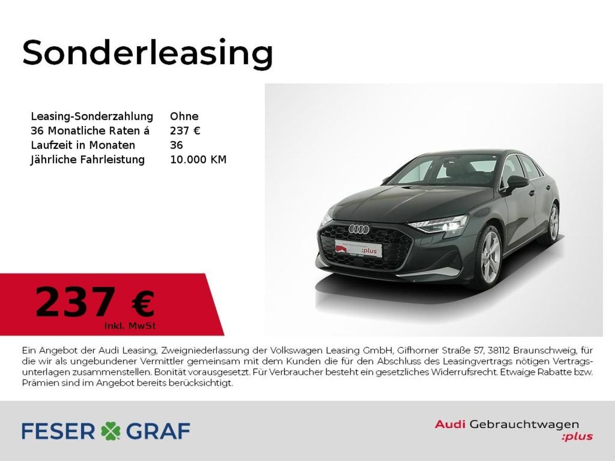 Audi A3 Limousine advanced TDI virt.Cockpit/Navi plus Leasing