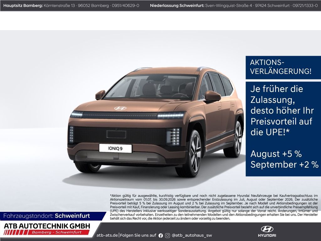 Hyundai IONIQ 9 TECHNIQ 110 kWh Heckantrieb HUD Navi Mem Leasing
