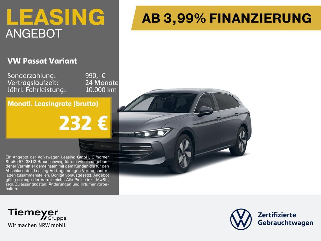 Volkswagen Passat Variant 1.5 eTSI BUSINESS MATRIX HuD ASSI Leasing