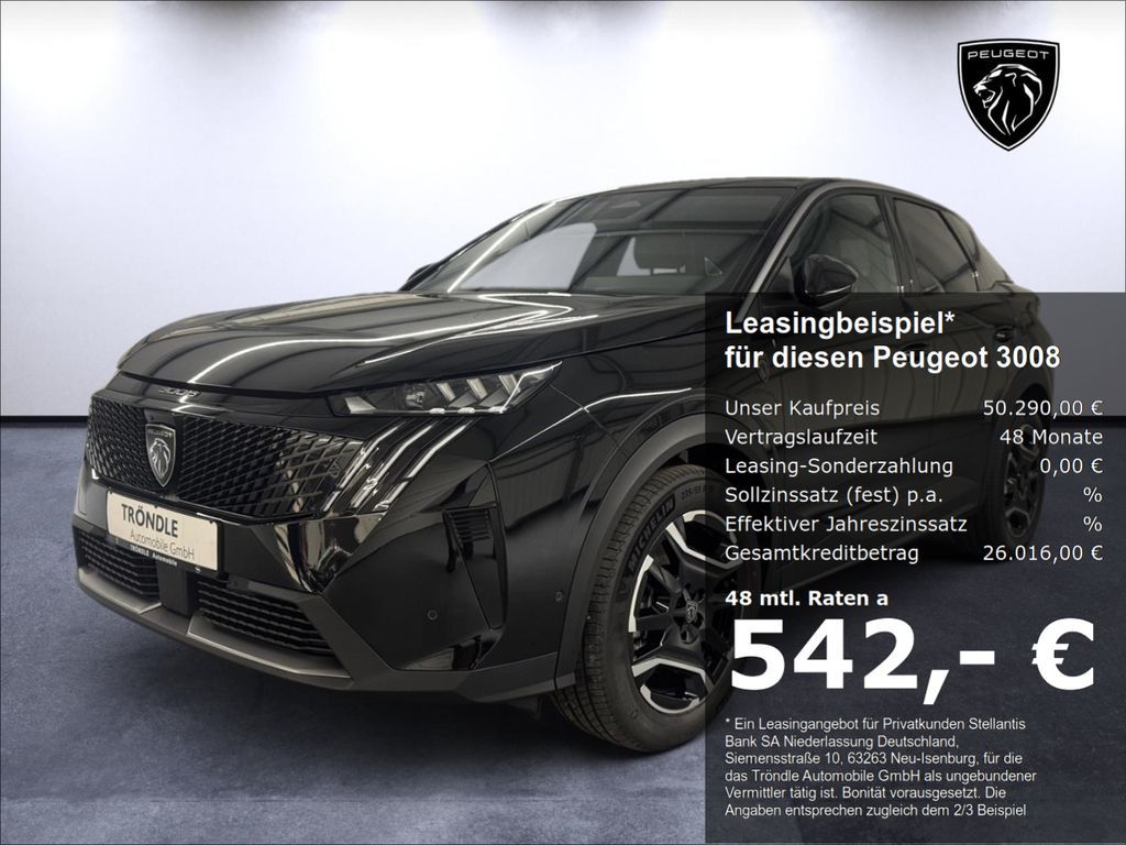 Peugeot 3008 GT Plug-In Hybrid 195 AHK-abnehmbar Navi LE Leasing