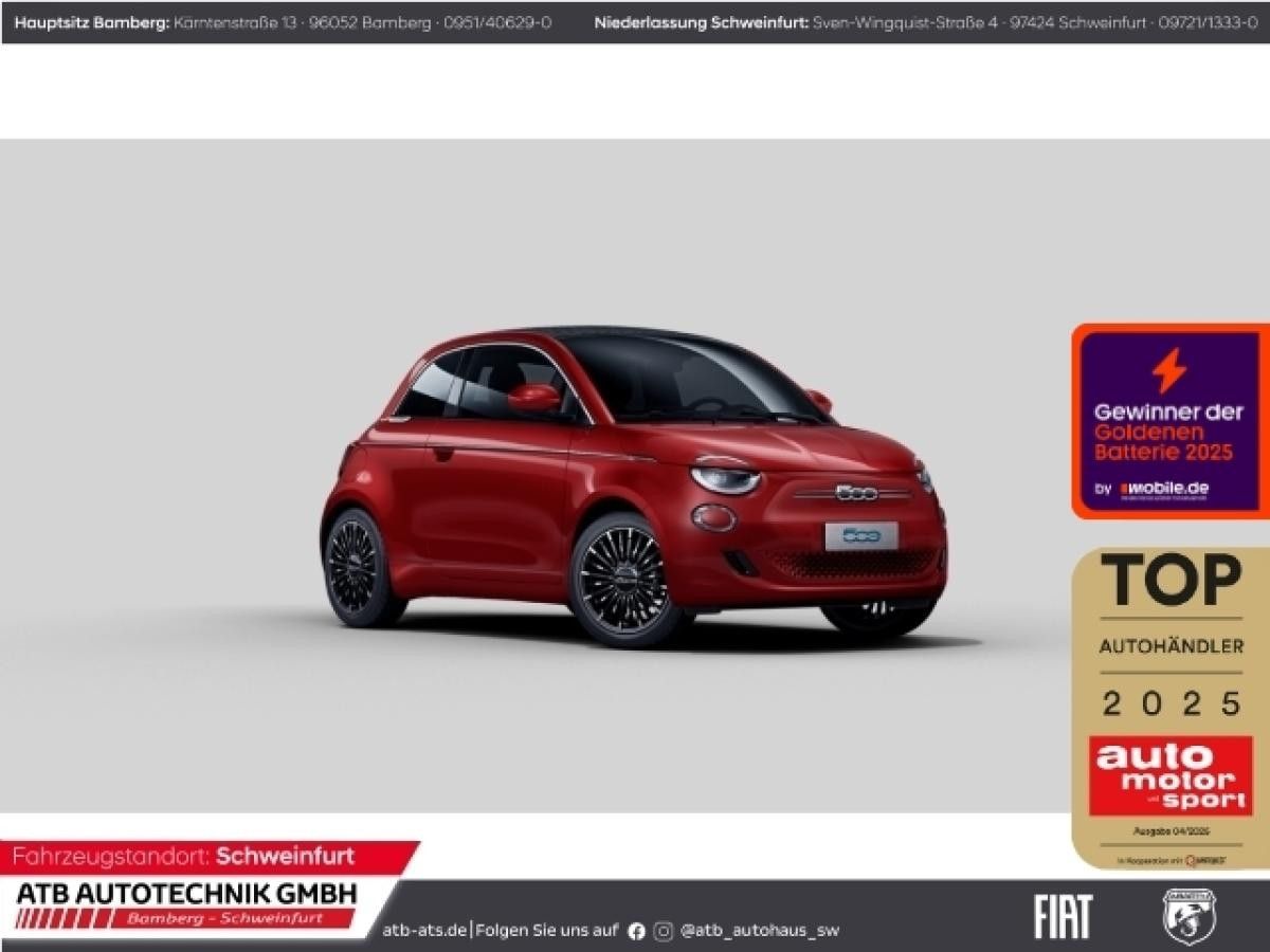 Fiat 500e Cabrio 42 kWh LaPrima Navi LED ACC Apple CarPlay Leasing