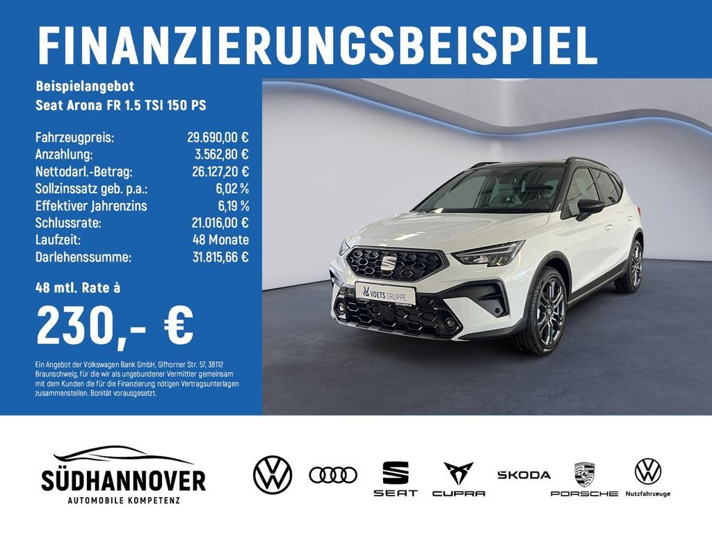 Seat Arona FR 1.5 TSI 150 PS AHK KESSY LED NAVI SOUND Leasing
