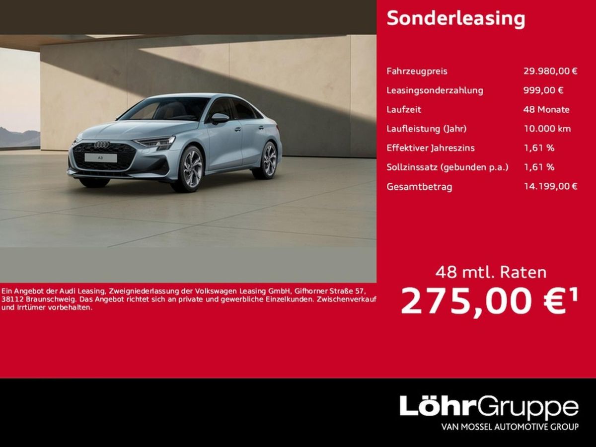 Audi A3 Limousine TFSI s-tronic Kamera LED ACC GWP Leasing