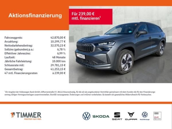 Skoda Kodiaq 2.0 TDI DSG 4x4 SELECTION +AHK +MATRIX +ACC +RKAM +VIRTUAL +NAVI +APP + Leasing