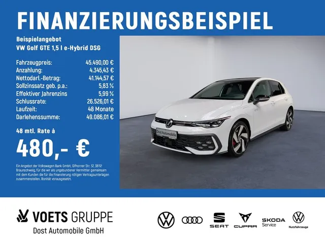 Volkswagen Golf GTE 1,5 l e-Hybrid DSG PANO+LEDER+AHK+WKR