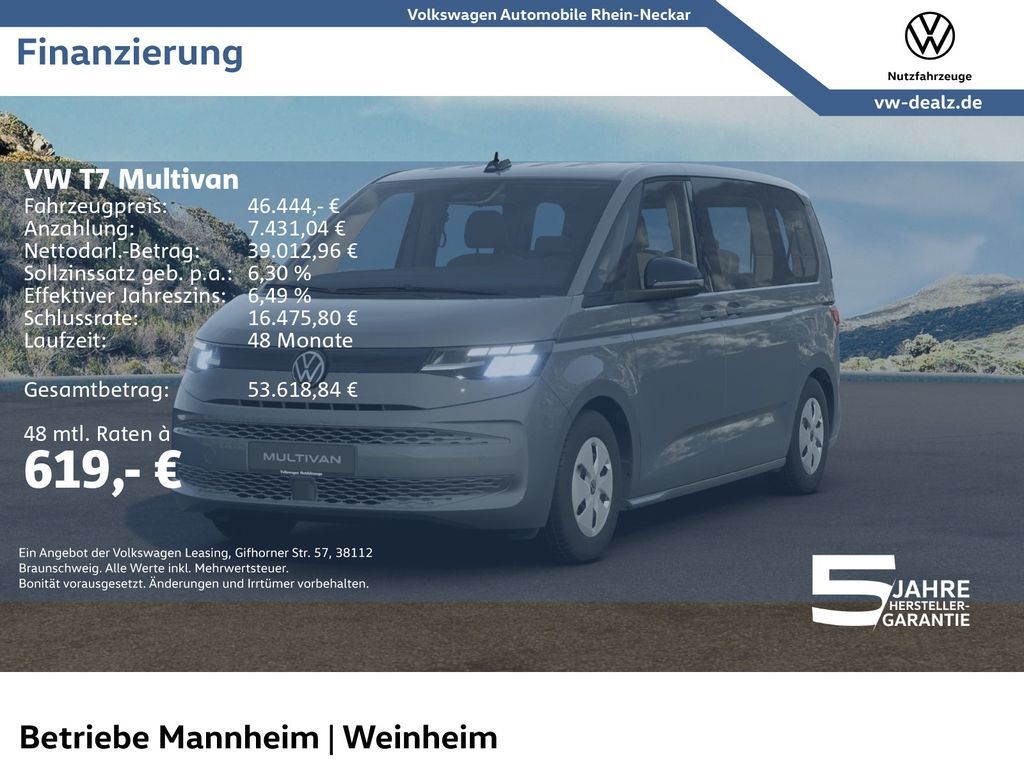 Volkswagen T7 Multivan 2.0 TDI DSG Klima  PDC LED DAB Leasing