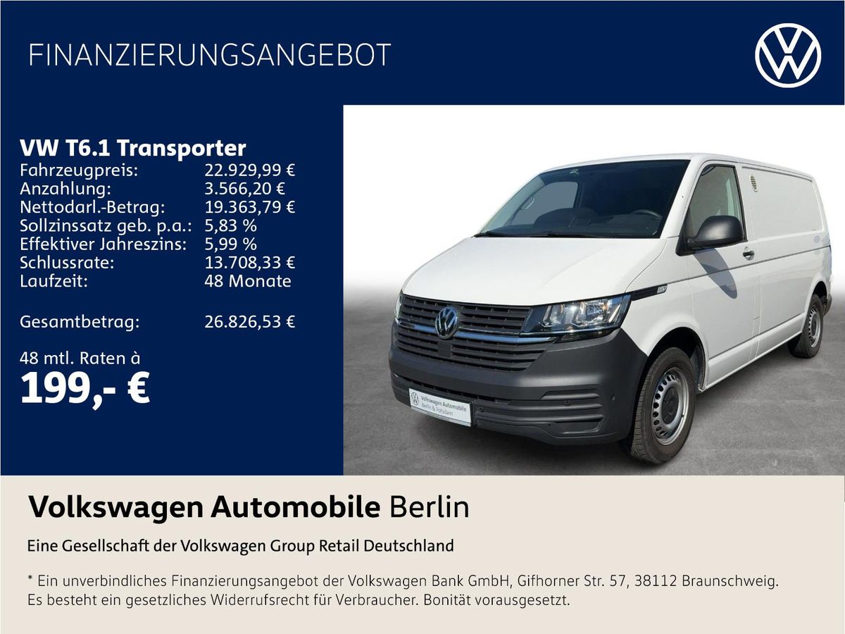 Volkswagen T6.1 Kasten L1H1 2.0 TDI Standhzg. PDC AHZV Leasing
