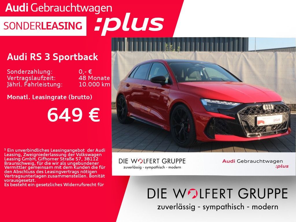 Audi RS 3 Sportback RS-SPORTAGA*280KM/H*PANO*HUD*ACC Leasing