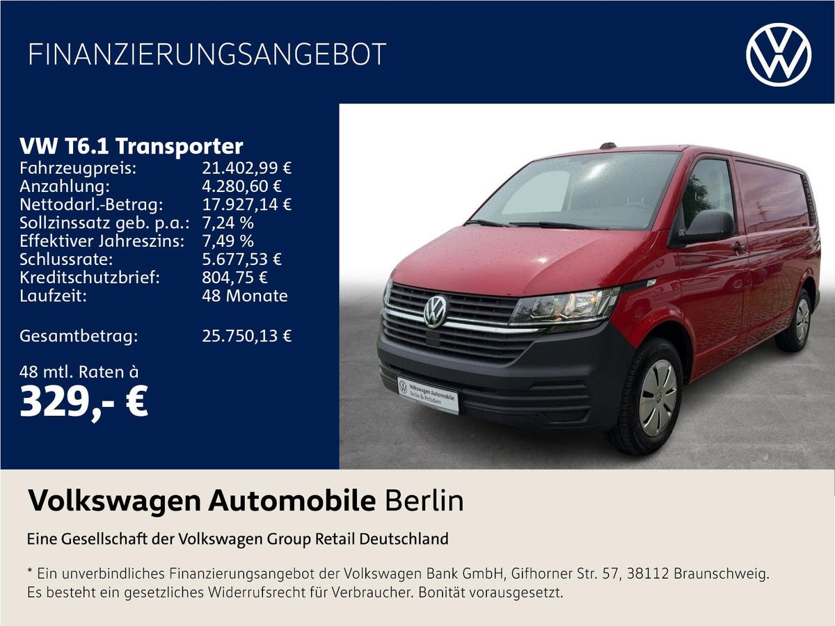 Volkswagen T6.1 Transporter Kasten 2.0 TDI Navi SHZ PDC Leasing