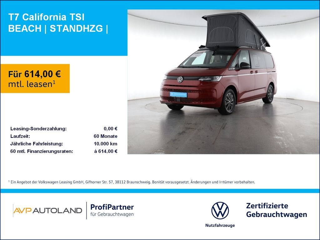 Volkswagen T7 California TSI BEACH | STANDHZG | Leasing