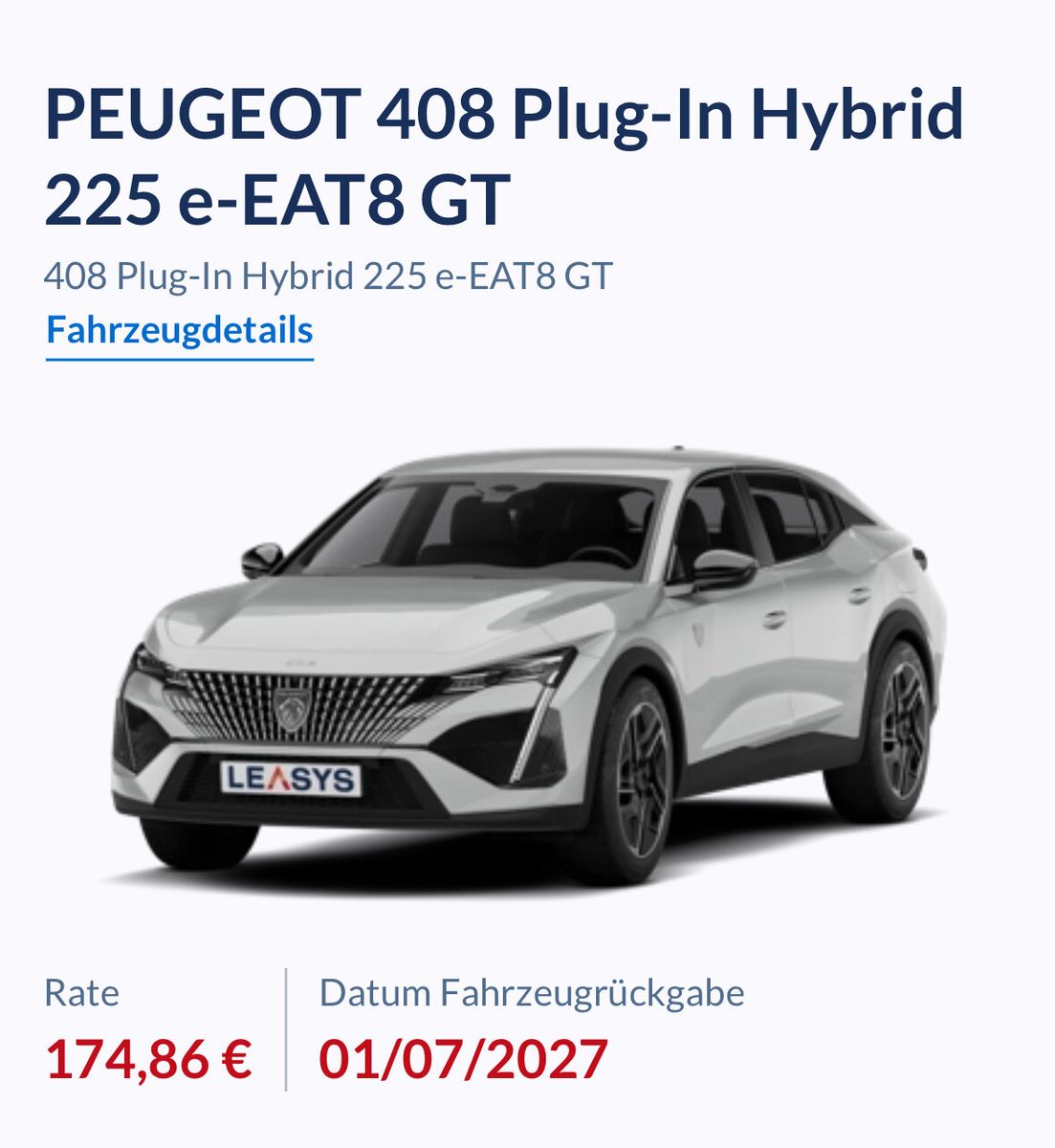 Peugeot 408 GT - 225 - Plugin Hybrid - schwarz Leasingübernahme