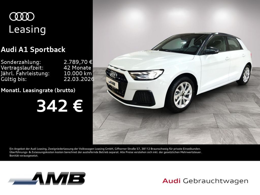 Audi A1 Sportback Advanced 25 TFSI S-tr/LED/S line-In Leasing