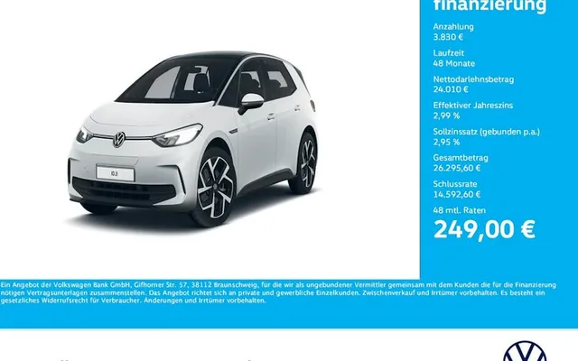 Volkswagen Id3-neo Pro 58 KWh 150 KW Pro 5dr