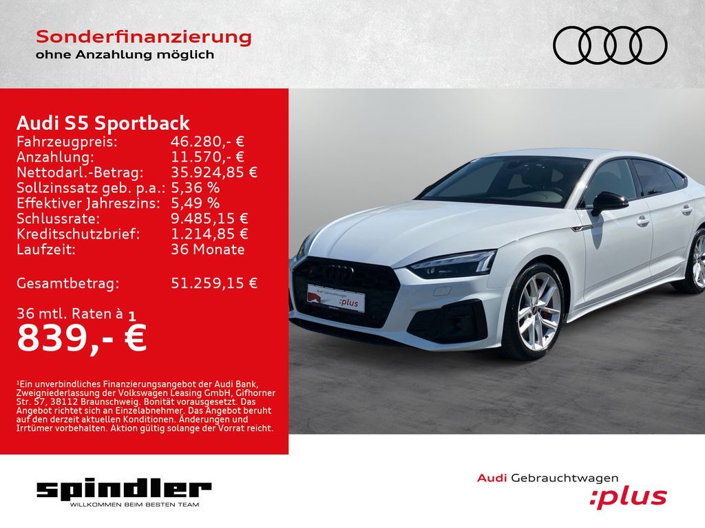 Audi S5 Sportback TDI quattro/ Matrix, Navi+, CarPlay Leasing