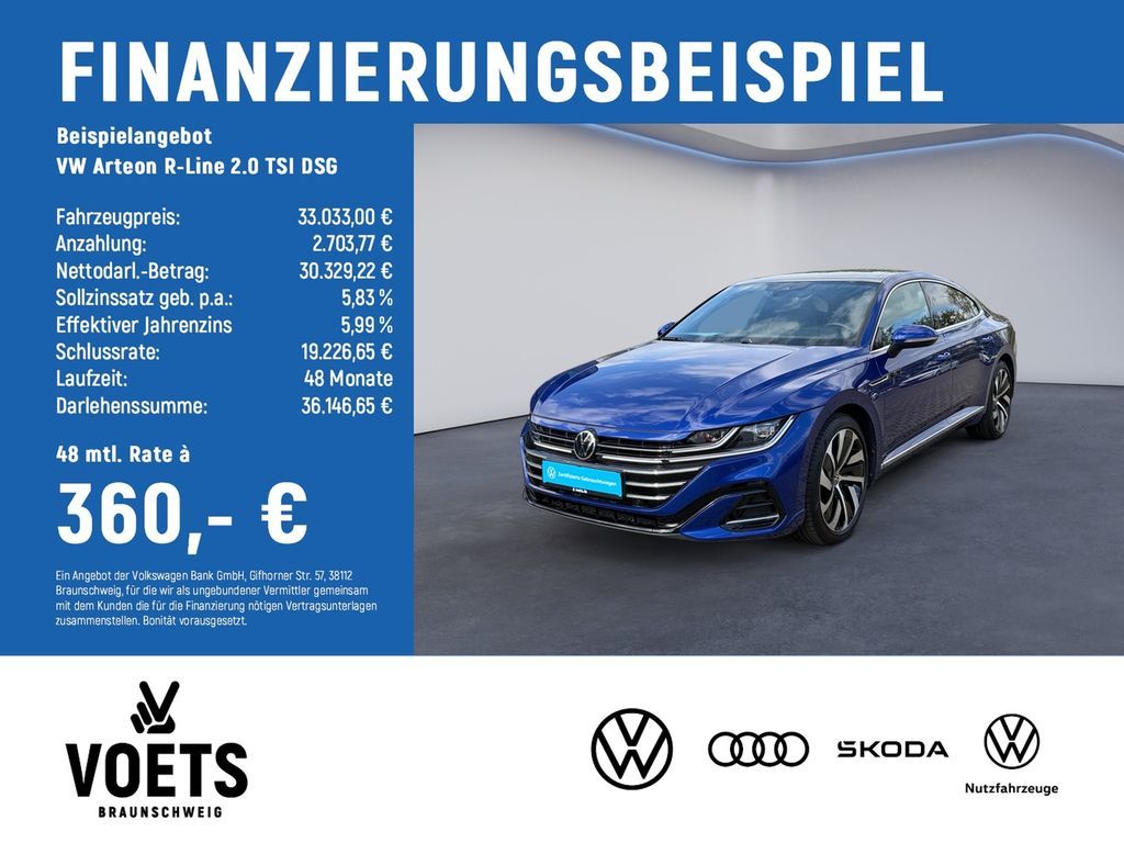 Volkswagen Arteon R-Line 2.0 TSI DSG AreaView+PANO+ACC+LED Leasing