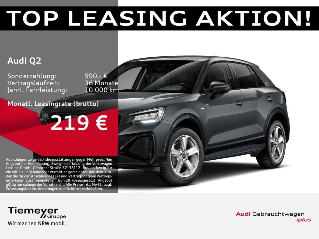 Audi Q2 30 TFSI S LINE OPTIK-PKT AHK KAMERA NAVI+ Leasing