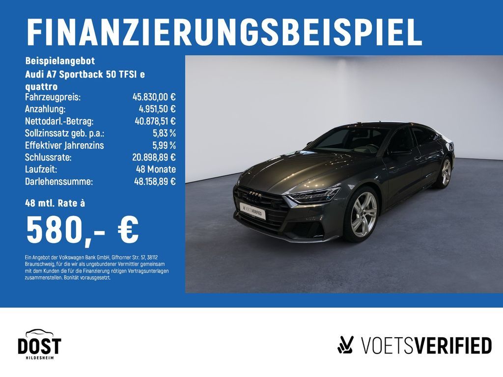 Audi A7 Sportback 50 TFSI e quattro AHK+B&O+HuD+PDC Leasing