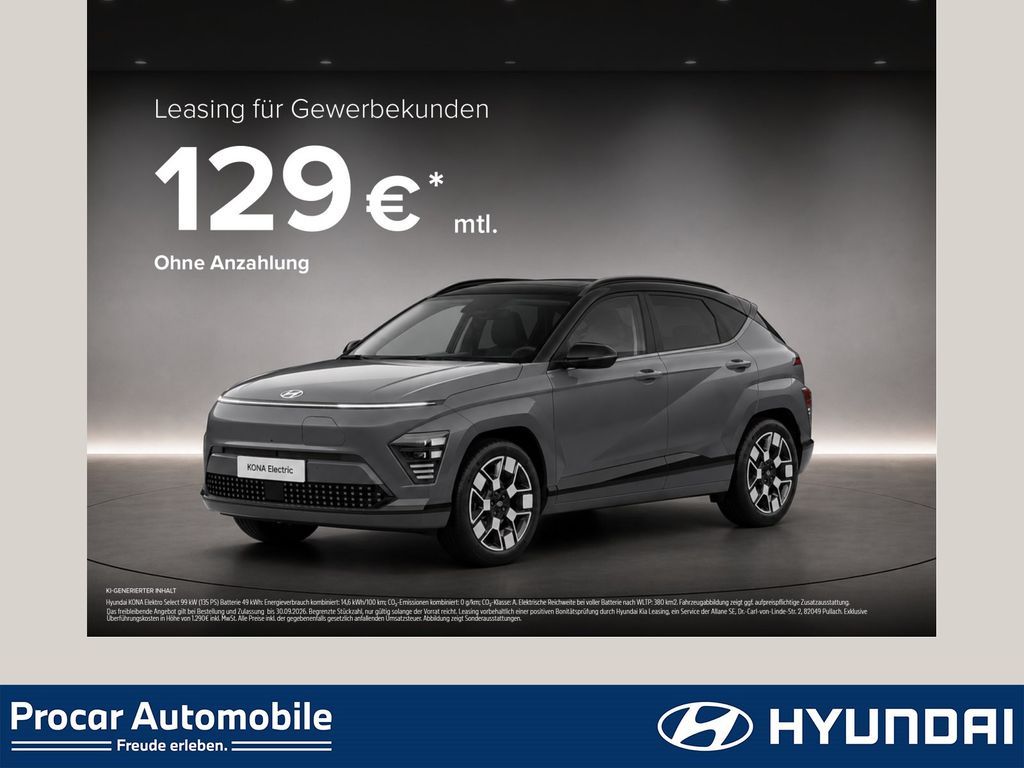 Hyundai Kona Select Elektro 2WD ACC NAVI LED PDC V+H LM Leasing