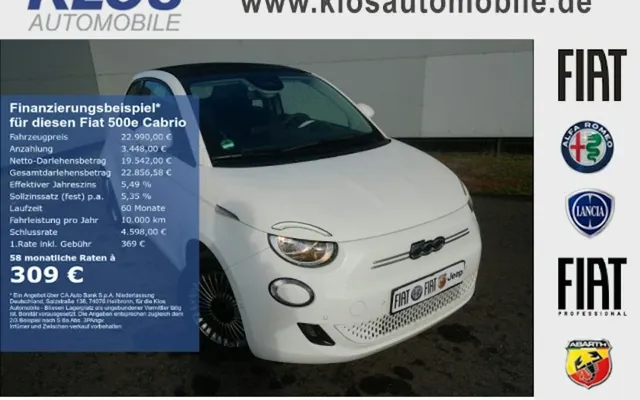 Fiat 500-elektro Cabrio 42 KWh 2dr