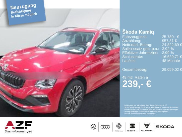 Skoda Kamiq 1.5 TSI DSG AHK+NAVI+LED+KAMERA+SITZHZG. Leasing