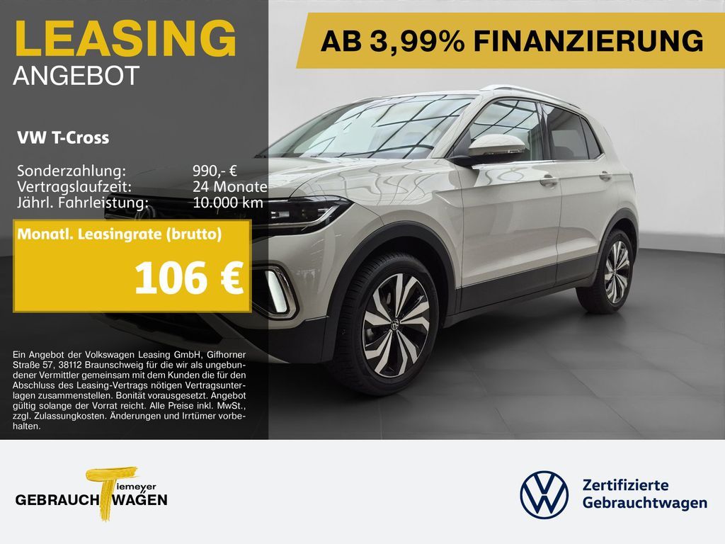 Volkswagen T-Cross 1.0 TSI STYLE IQ.LIGHT NAVI ASSIST LM17 Leasing