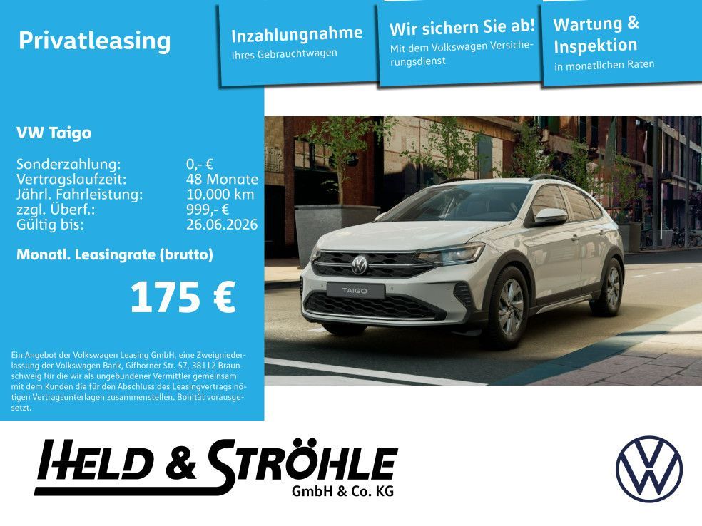 Volkswagen Taigo Life Sonderleasing Privat ab 175€ Brutto Leasing