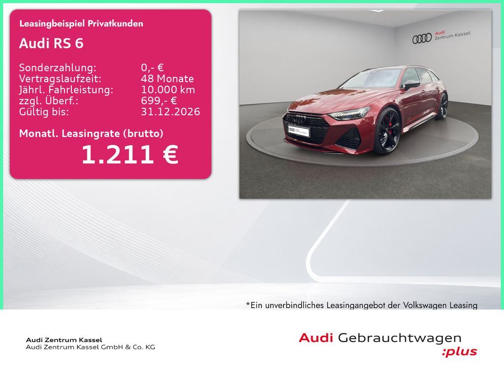 Audi RS 6 Av 4.0 TFSI qu. Laser B&O Pano HuD AHK 360° Leasing