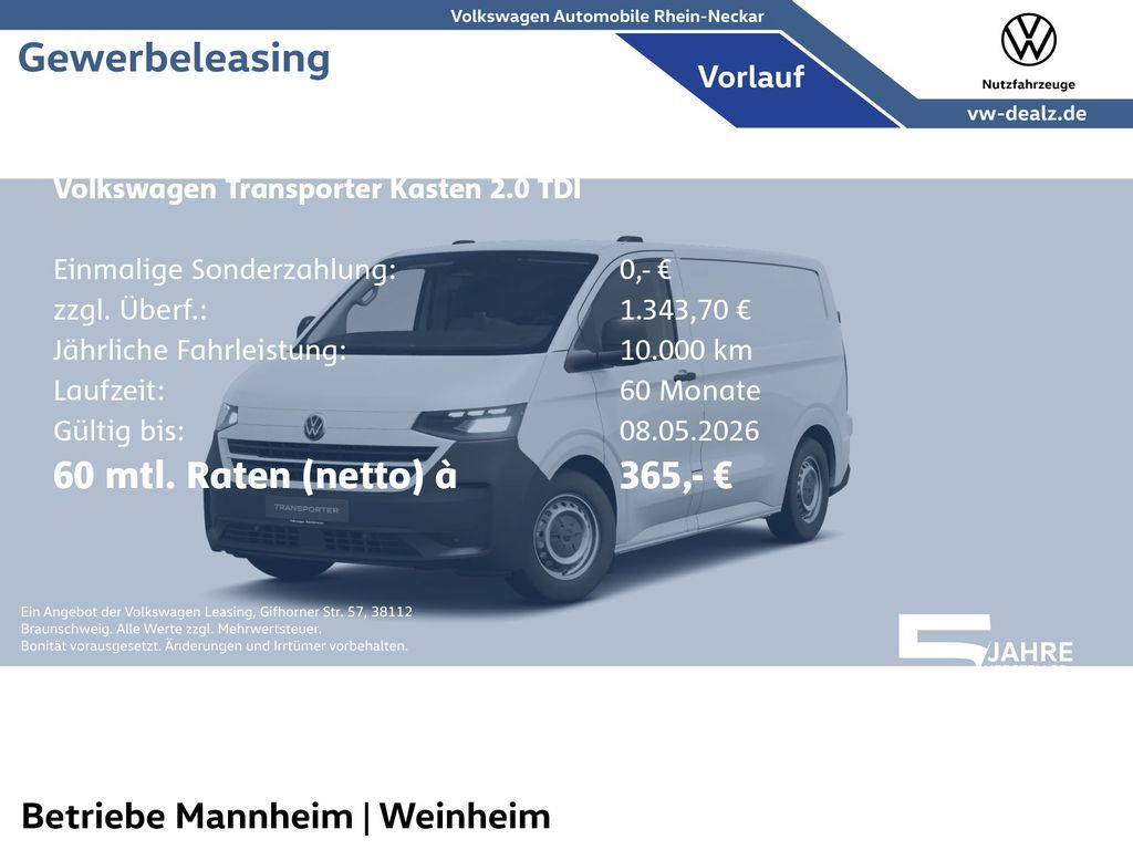 Volkswagen Transporter Kasten 2.0 TDI Klima AHK Holzboden Leasing