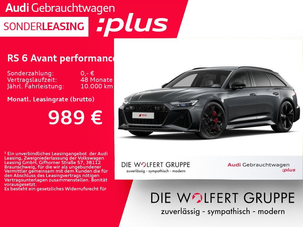 Audi RS 6 Avant performance RS-SPORTAGA*STHZ*360°*AHK Leasing