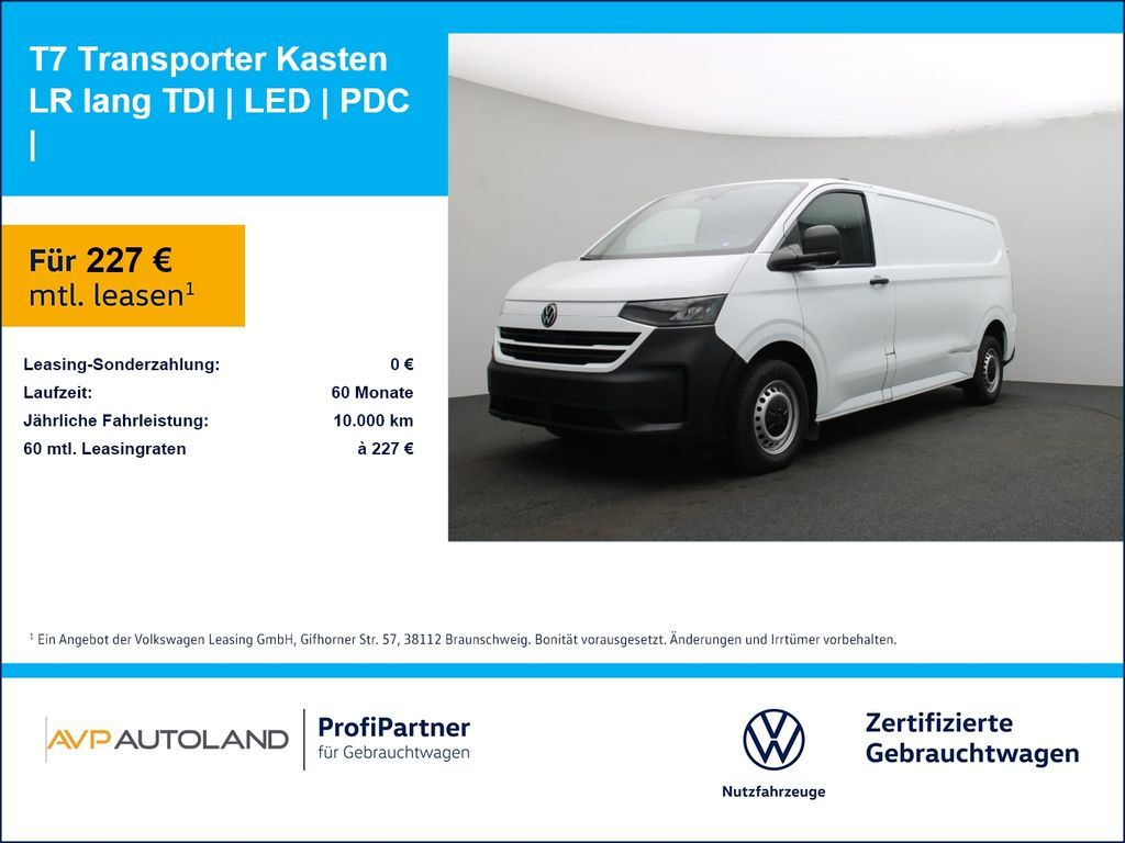 Volkswagen T7 Transporter Kasten LR lang TDI | LED | PDC | Leasing