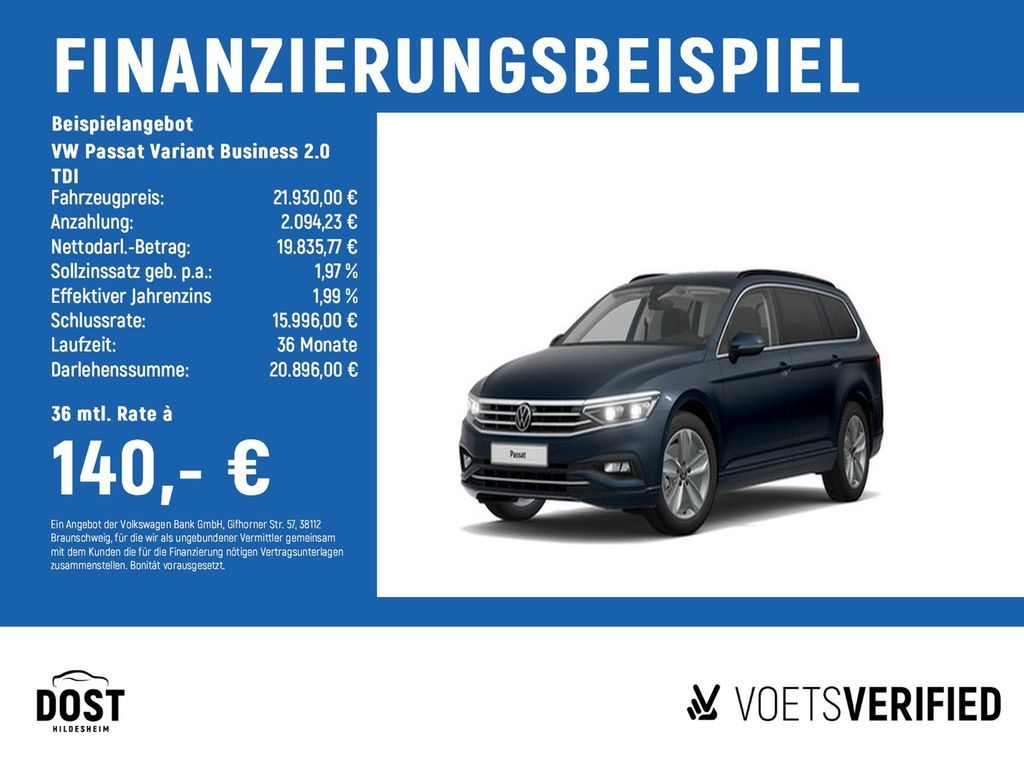 Volkswagen Passat Variant Business 2.0 TDI AHK+PANO+NAVI Leasing
