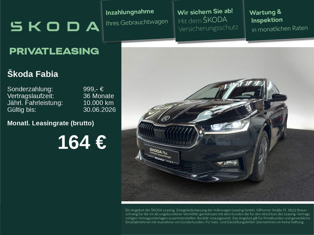 Skoda Fabia Tour 1.0 TSI DSG ACC LED NAVI RFK SHZ KEYL Leasing