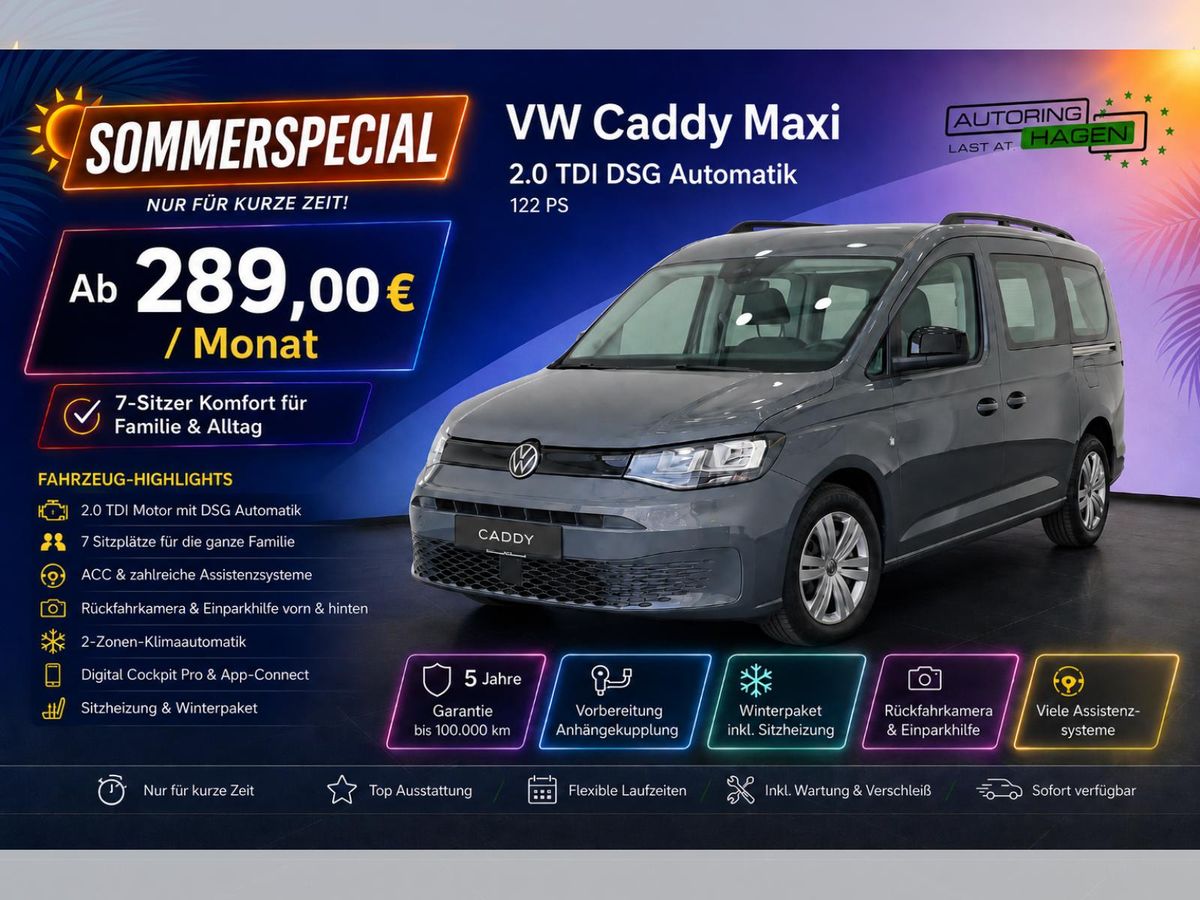 Volkswagen Caddy Maxi TDI DSG 7-Sitzer Winterpaket|ACC|Kamera|Sofort Verfügbar! Leasing