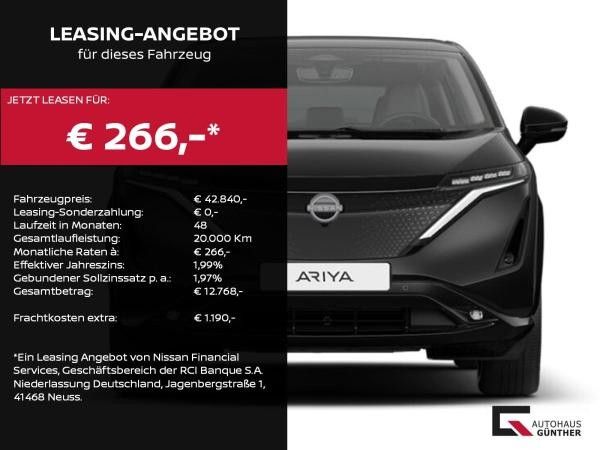 Nissan Ariya 63 kWh Advance Pack 22kW OBC Leasing