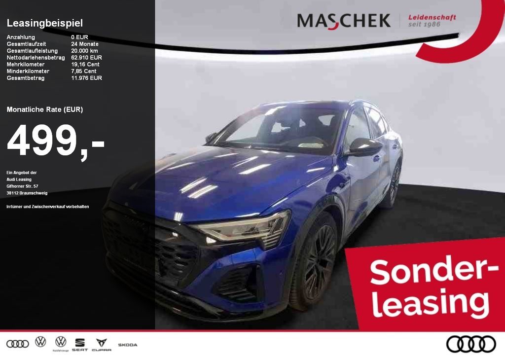 Audi Q8 e-tron Sportback S Line 55 quat Pano HuD b&O Leasing