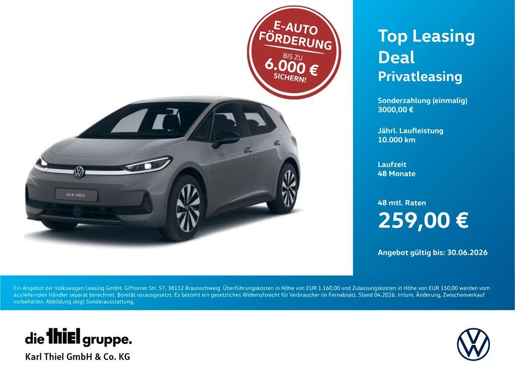 Volkswagen ID.3 Neo Life 3000€ E-Förderung als Anzahlung Leasing