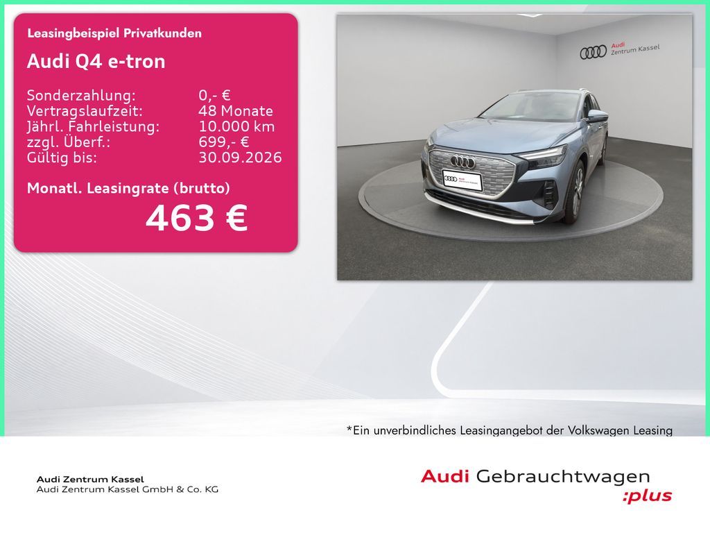 Audi Q4 45 e-tron LED SONOS HuD Navi Standklima 360° Leasing