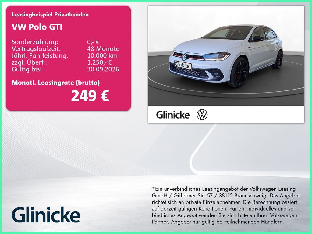 Volkswagen Polo GTI Black Style 2,0 l TSI  DSG IQ.DRIVE RFK Leasing