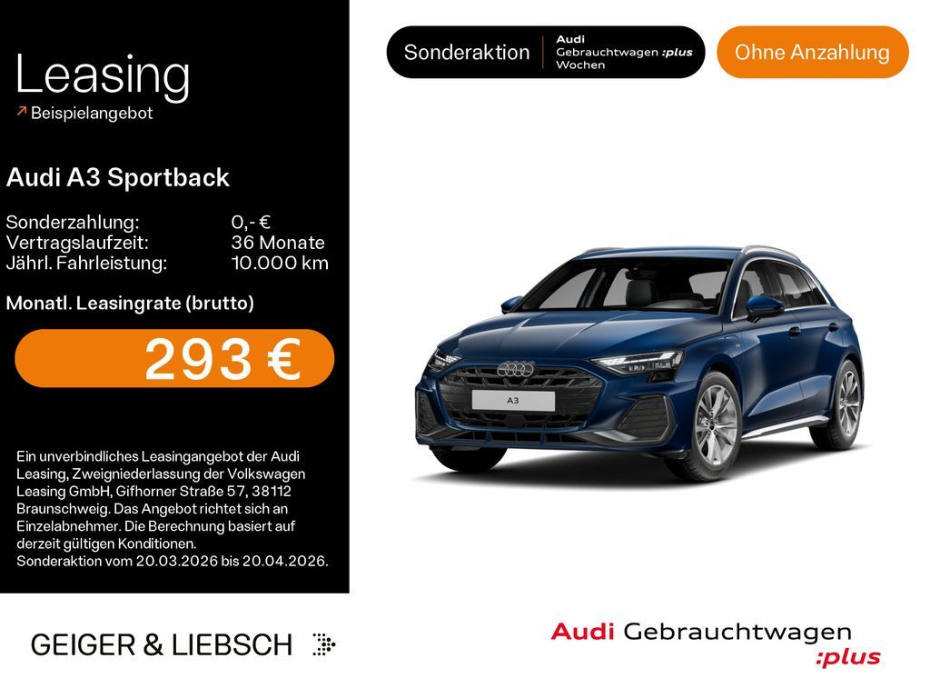 Audi A3 Sportback 40 TFSIe S-LINE*NAVI-PLUS*LED*KAMER Leasing