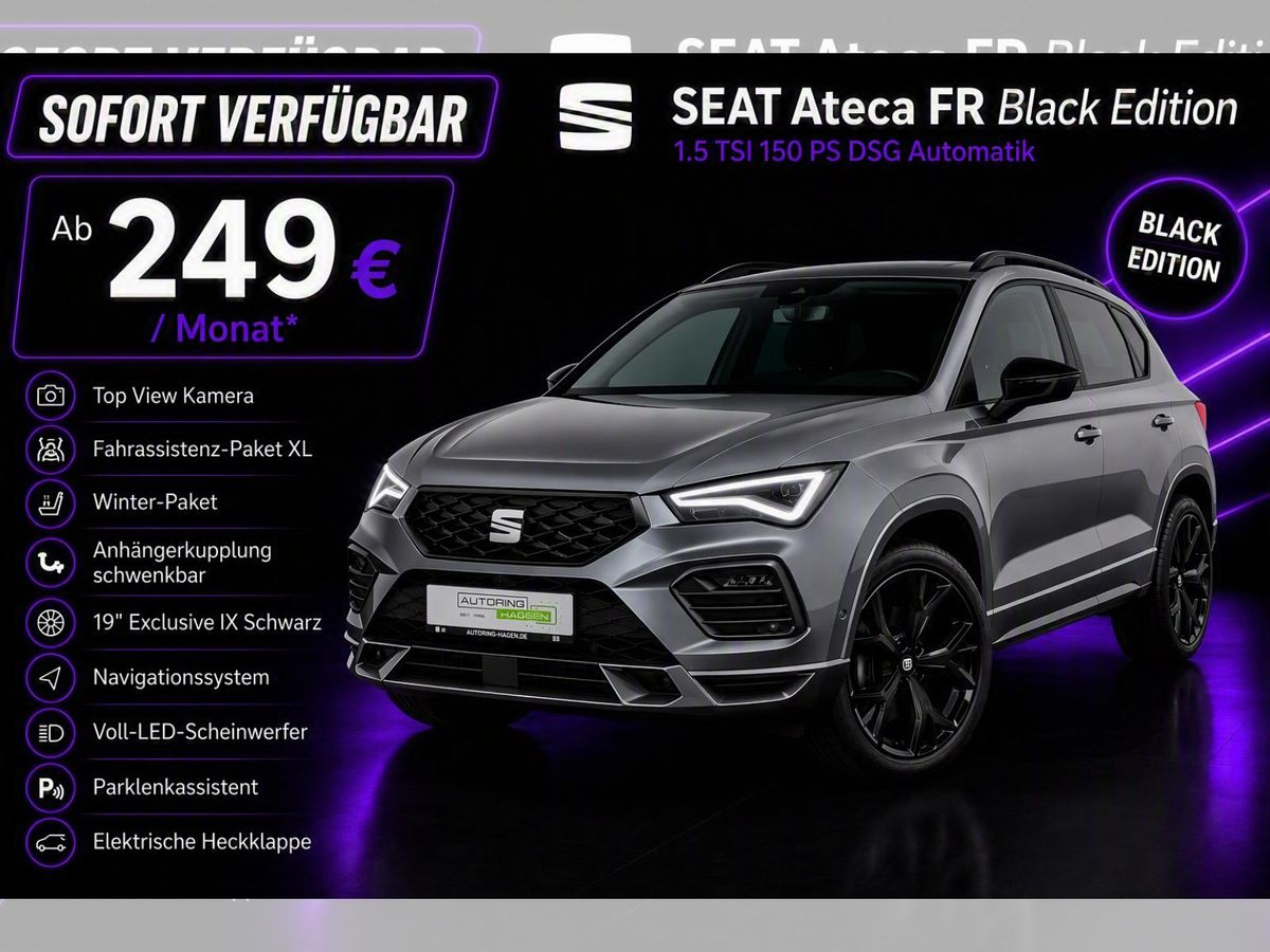 Seat Ateca FR Black Edition AHK|360°|AssistXL| Traum-Ausstattung! Leasing