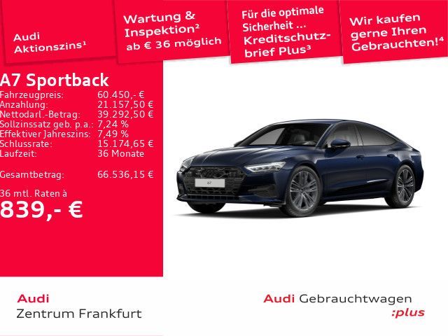 Audi A7 Sportback 50 TFSI e quattro S tronic LED Navi Leasing