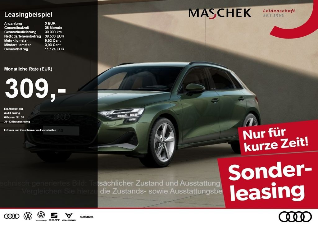 Audi A3 Sportback 40 TFSI e AHK HUD LM18 Sportsitz Ma Leasing