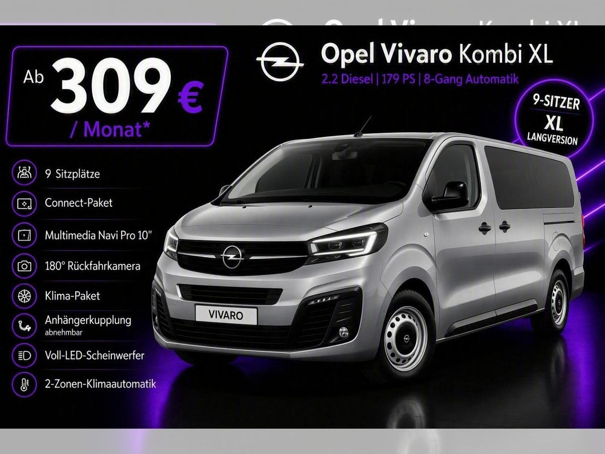 Opel Vivaro 180PS 2.2D Automatik Kombi XL 9-Sitze Leasing