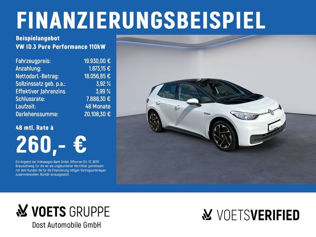 Volkswagen ID.3 Pure Performance 110kW PDC+LED+NAVI Leasing