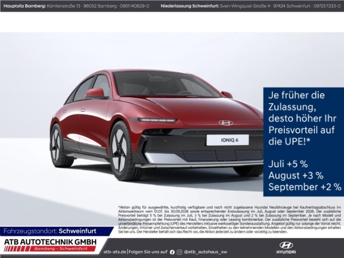 Hyundai IONIQ 6 63kWh Basis Navi Digitales Cockpit LED ACC Leasing