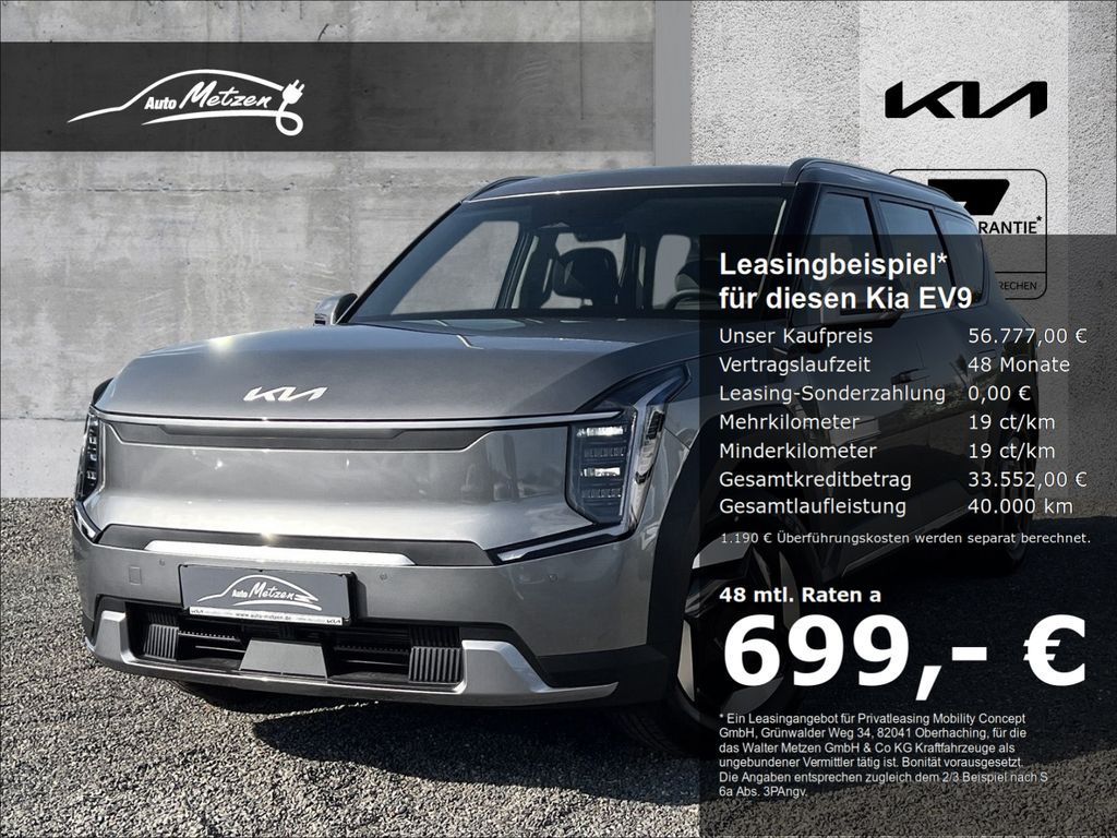 Kia EV9 76,1 kW/h RWD Air WP AHK Navi Digitales Cock Leasing