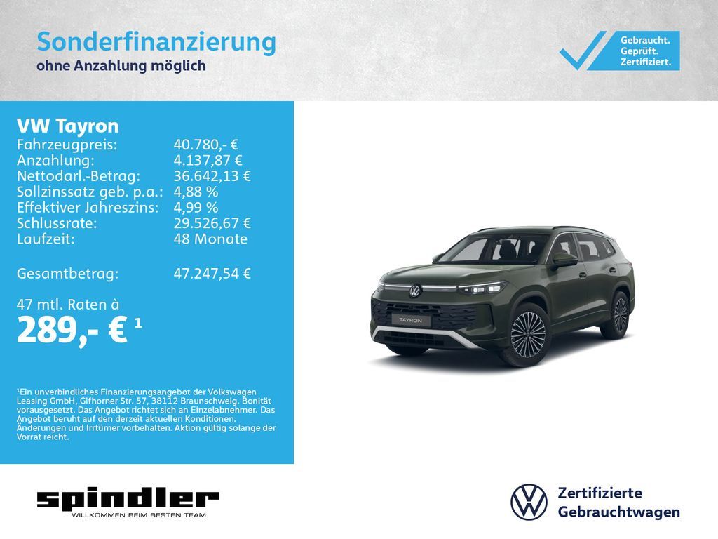 Volkswagen Tayron Life 2.0 TDI 4M DSG / 7-Sitze, HD-Matrix Leasing