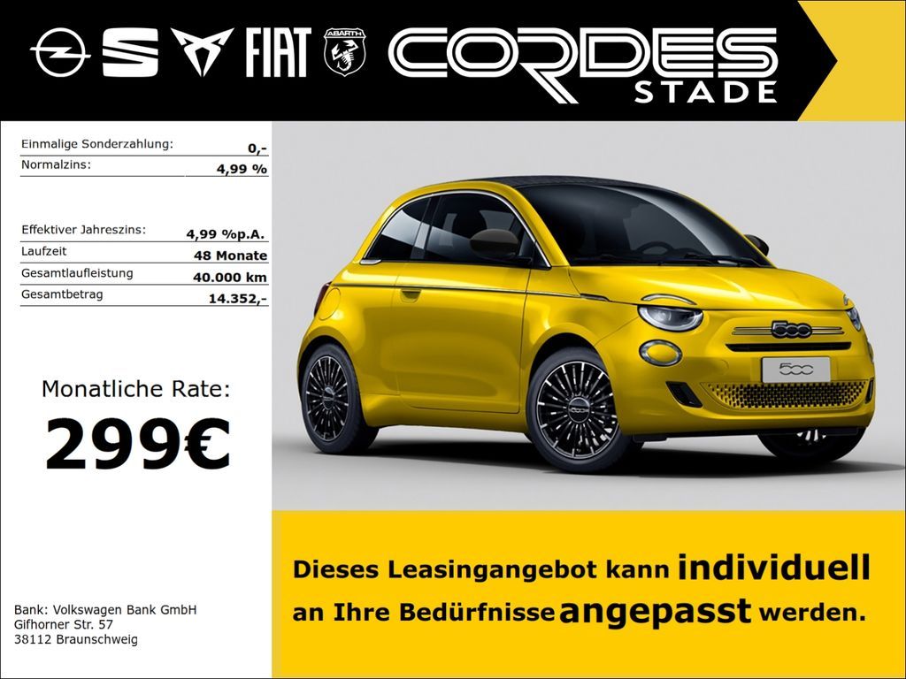 Fiat 500C Hybrid Cabrio LA PRIMA SHZ, PDC, uvm Leasing